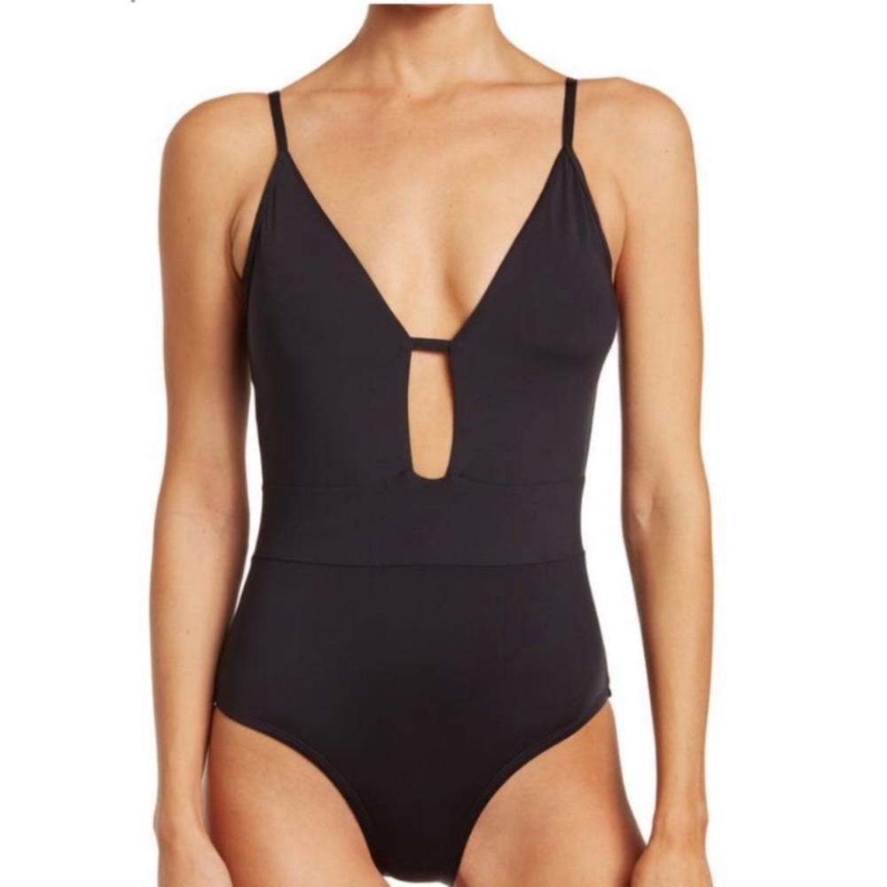 BECCA Color Code Plunge One-PieceSwimsuit Black size XL D25005